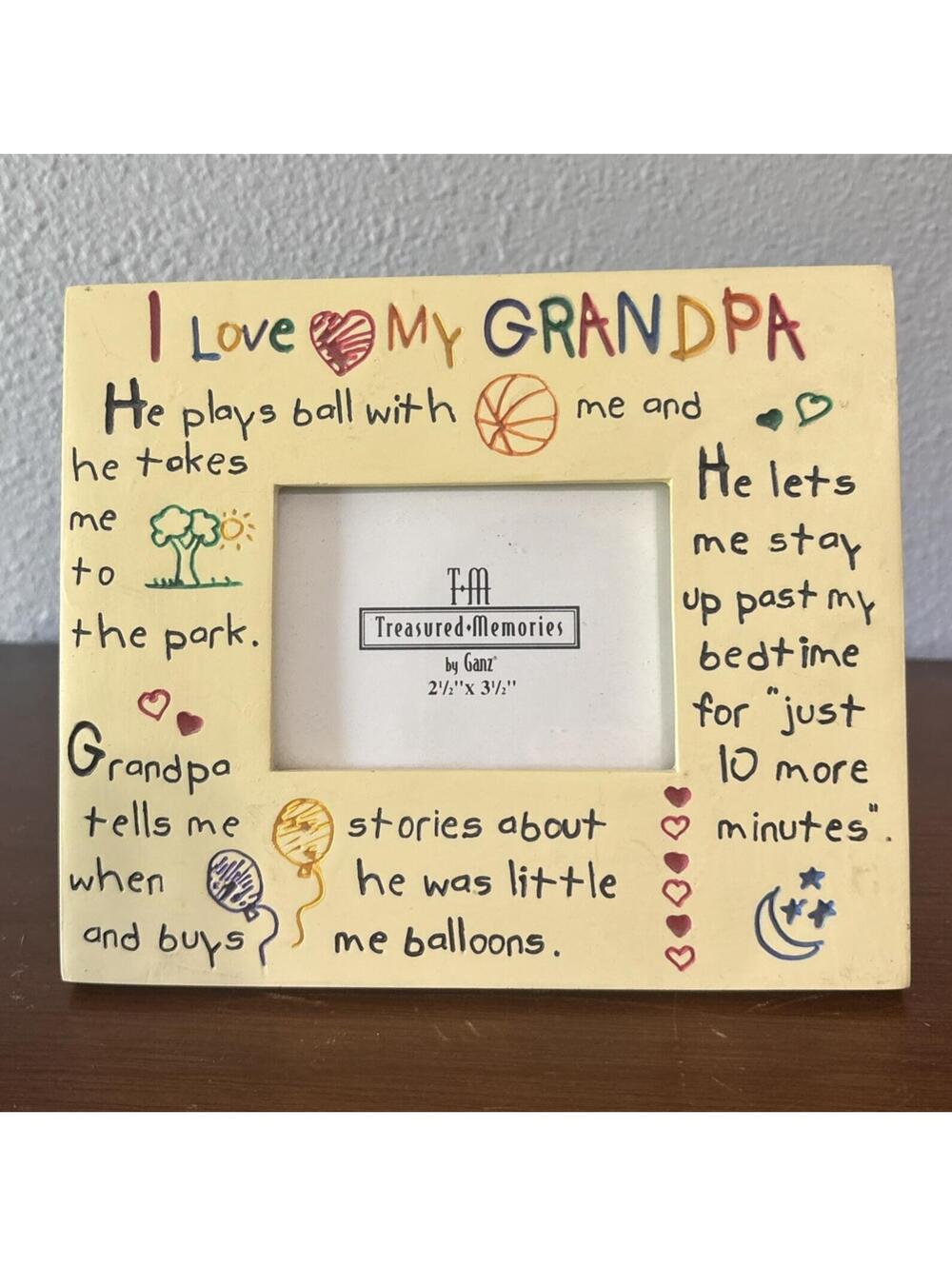 I Love Grandpa Photo Picture Frame Ceramic NEW Ganz 2.5x3.5” Father’s Day